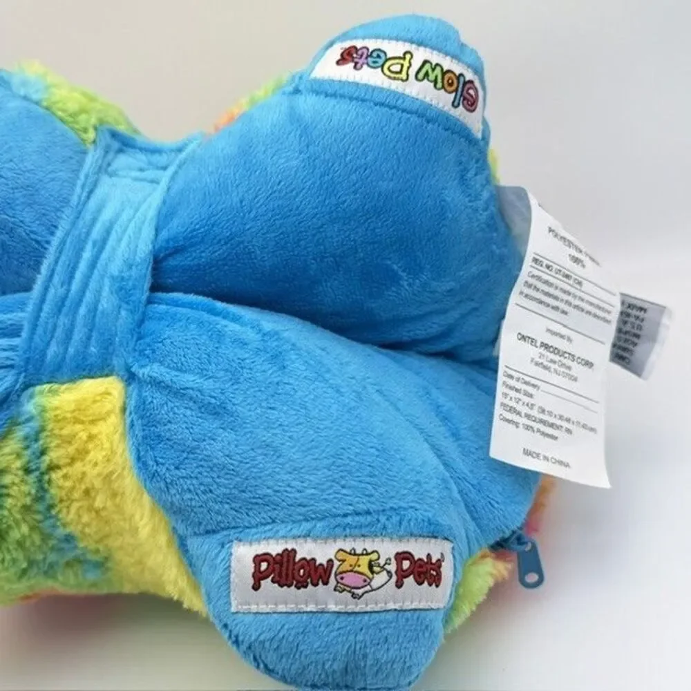 Pillow Pets Glow Pet Light Up Rainbow Tie Dye Bear 2013 Nite Lite Tested Working
